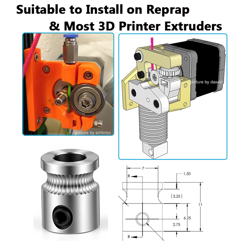 1PC MK8 Drive Gear for 1.75mm  - огляд і ціна Direct Drive Extruder